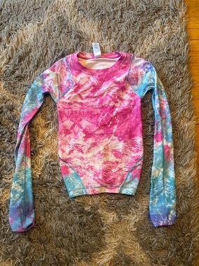 Ivivva Girls' Tie-Dye Long Sleeve Swim Rashguard - Pink & Blue